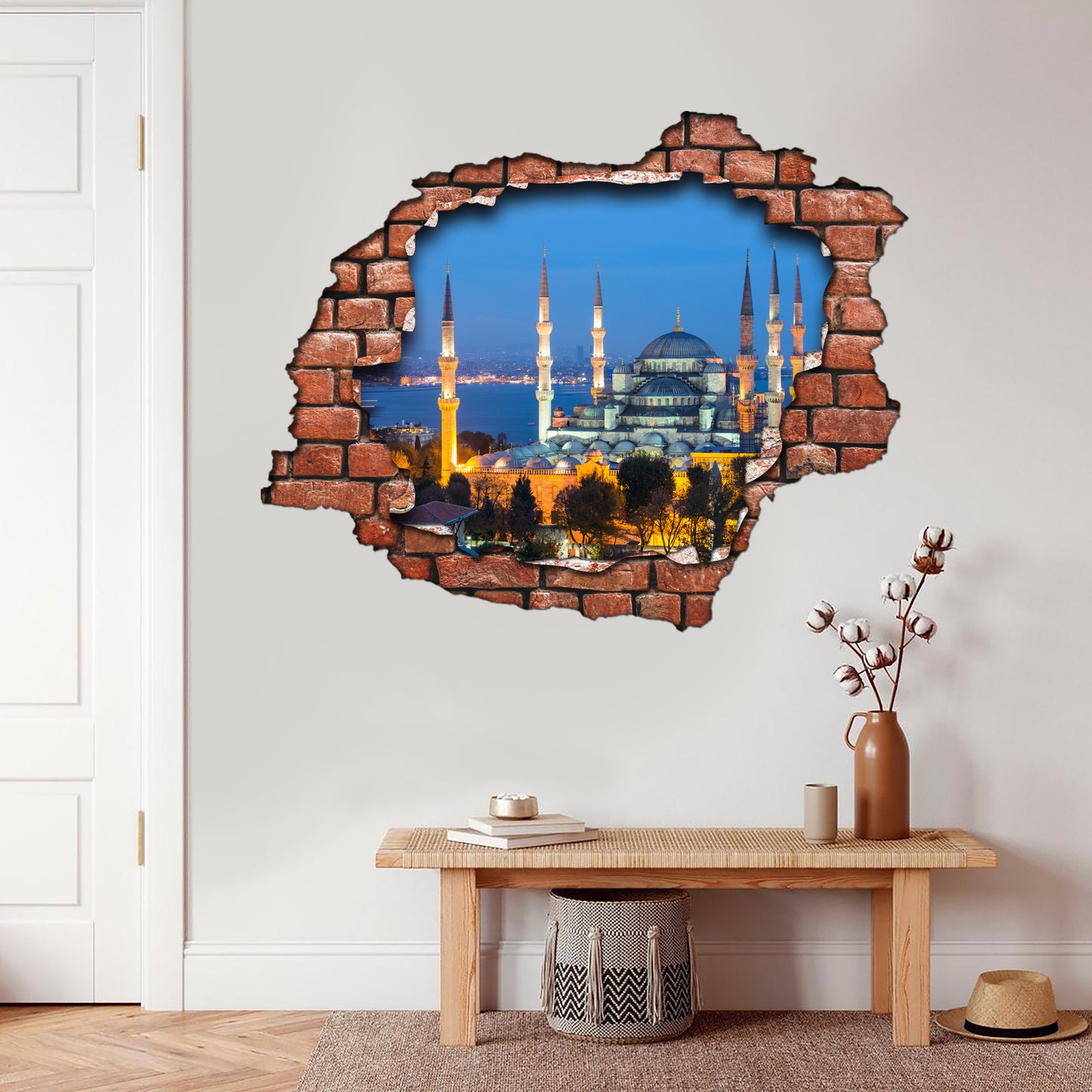 Kırık Tuğla Desen Sultan Ahmet Cami Üç Boyutlu 3D Dekoratif Duvar Sticker