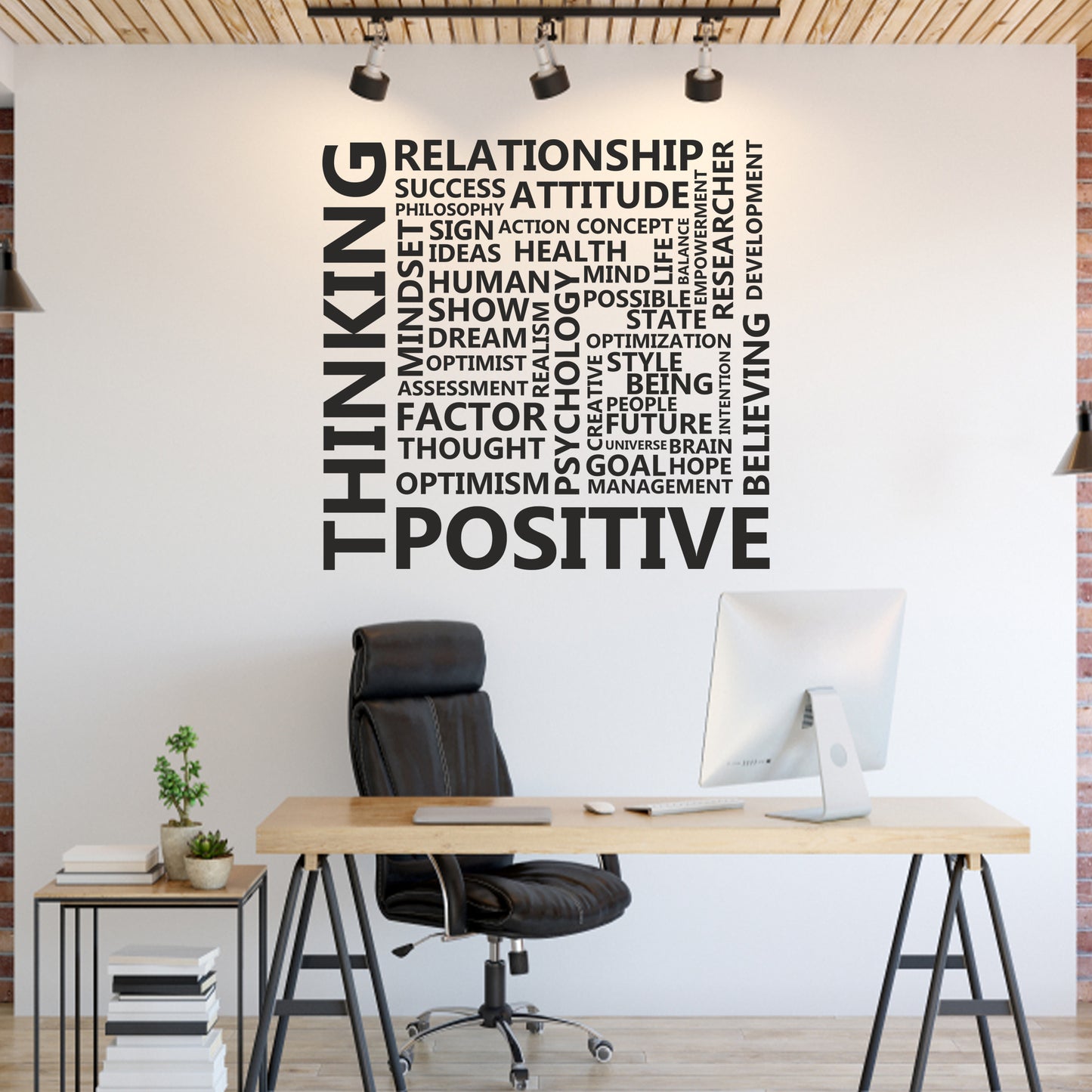 Duvar Dekoru - Thinking Positive Motto Yazı Dekoratif Duvar Sticker