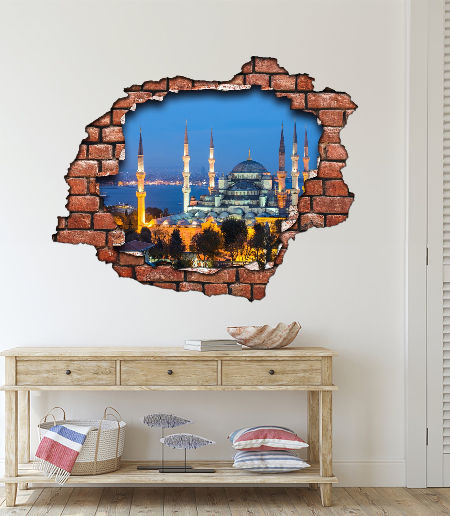 Kırık Tuğla Desen Sultan Ahmet Cami Üç Boyutlu 3D Dekoratif Duvar Sticker