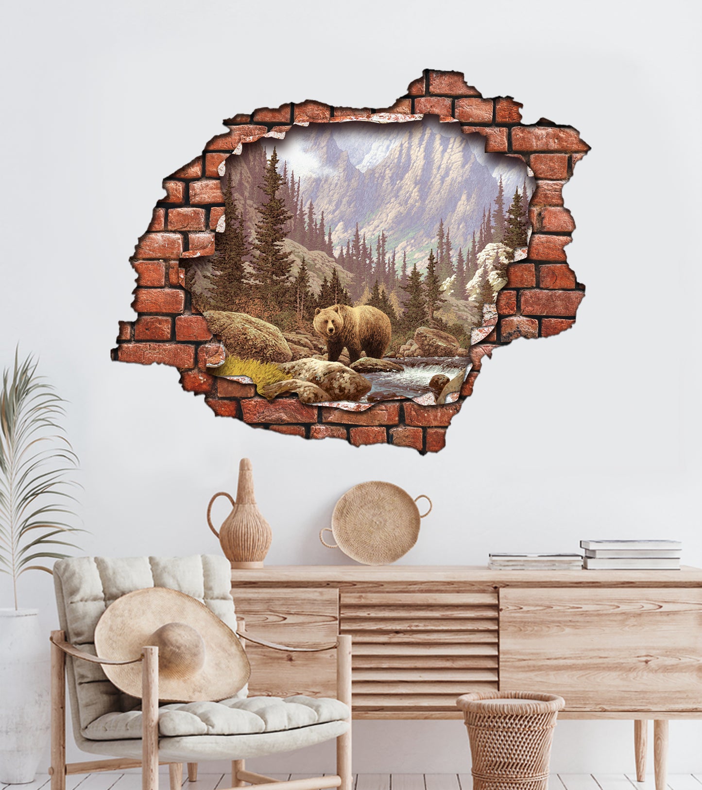 Kırık Tuğla Desen Yellowstone Üç Boyutlu 3D Dekoratif Duvar Sticker