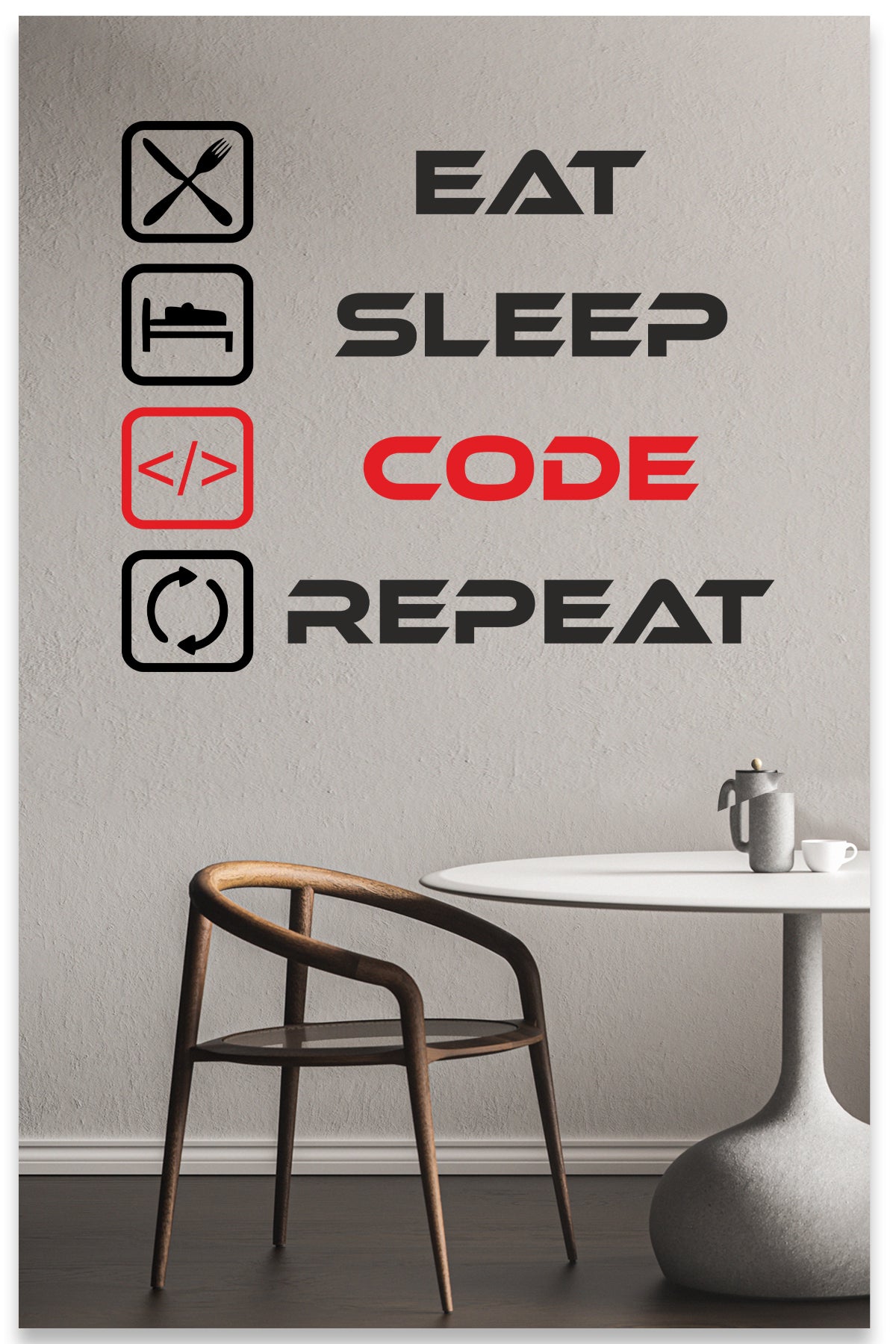 Eat Sleep Code Repeat Çok Amaçlı Duvar Sticker