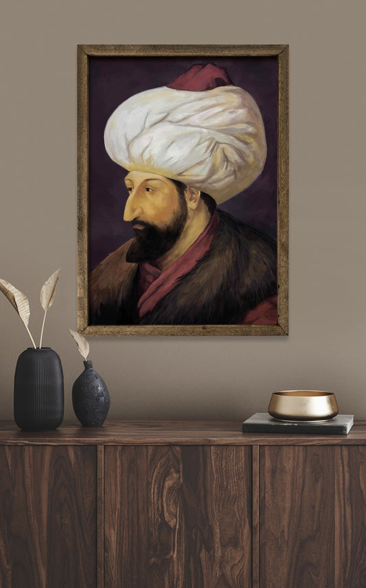 Fatih Sultan Mehmet Portre Ahşap Tablo