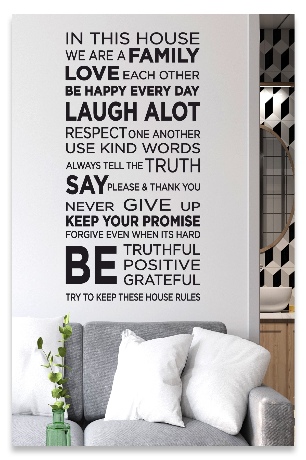 House Rules - Be Happy Everyday İn This House Dekoratif Duvar Sticker