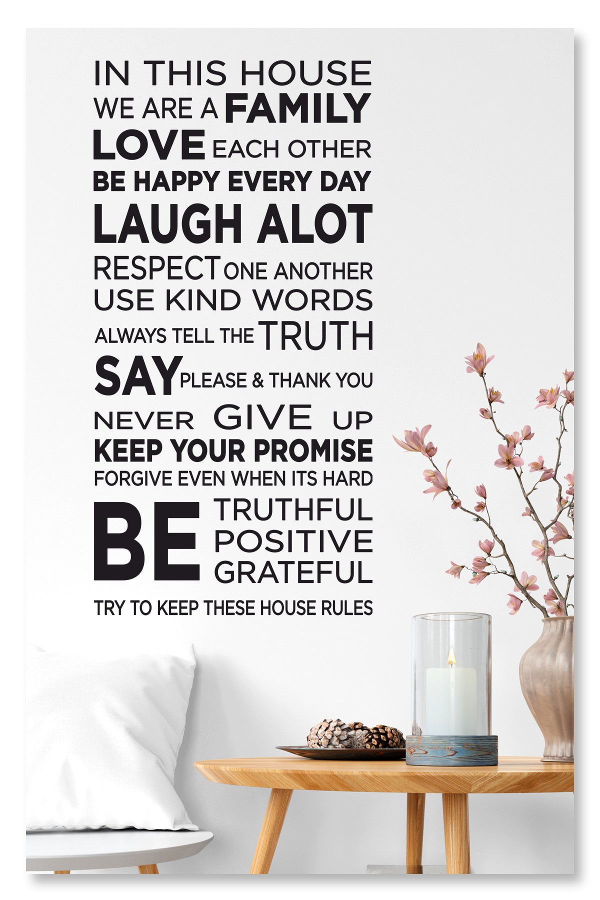 House Rules - Be Happy Everyday İn This House Dekoratif Duvar Sticker