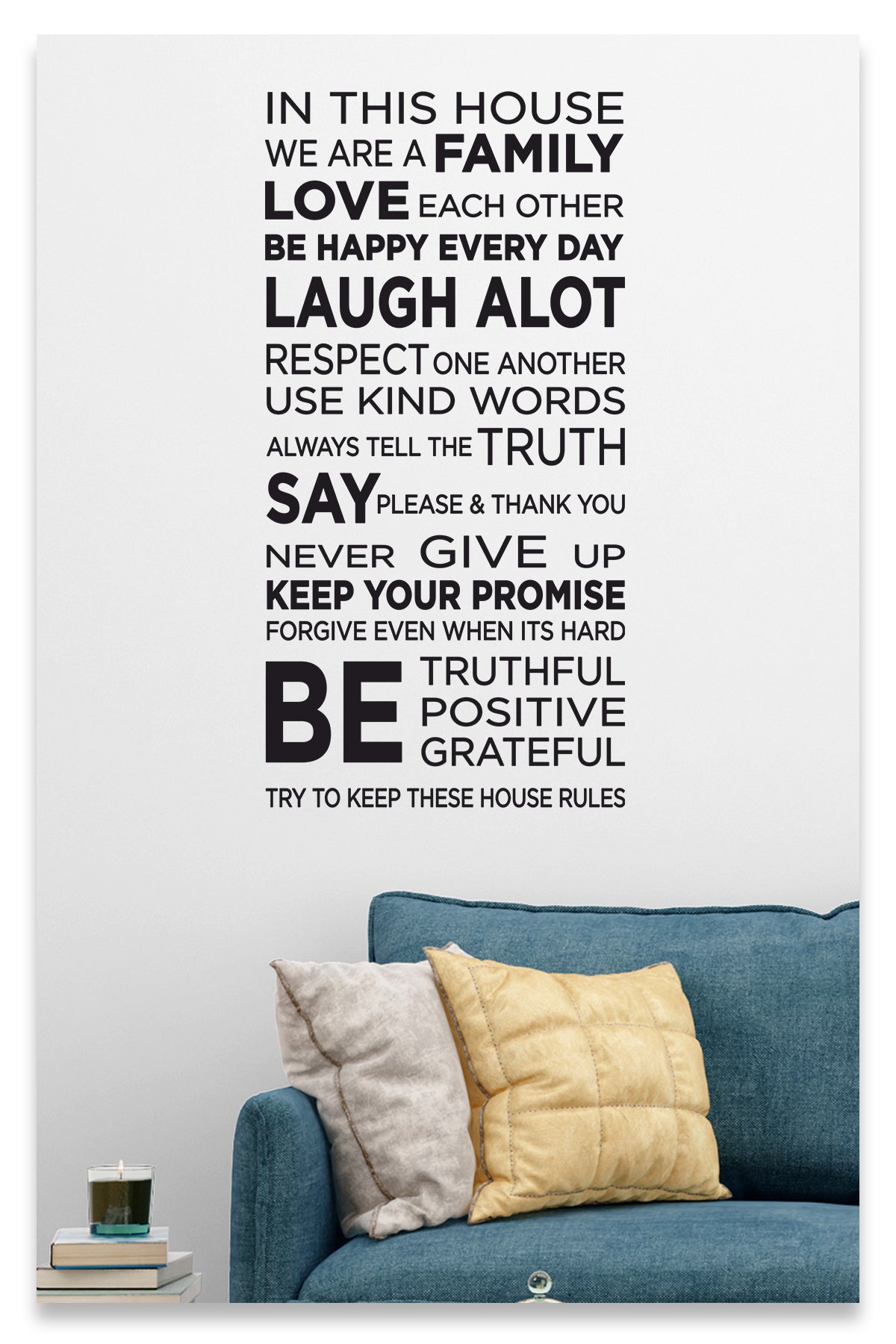 House Rules - Be Happy Everyday İn This House Dekoratif Duvar Sticker