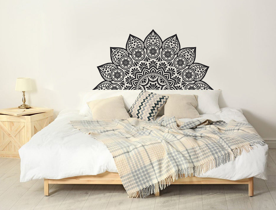 Mandala Çiçek Dekoratif Duvar Sticker - Yarım Yuvarlak Duvar Dekoru II